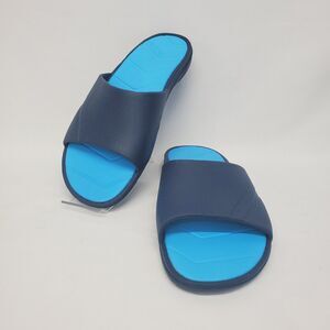 Okabashi Drift Slides Sandals Shoes Navy Aqua Made in USA Size Medium